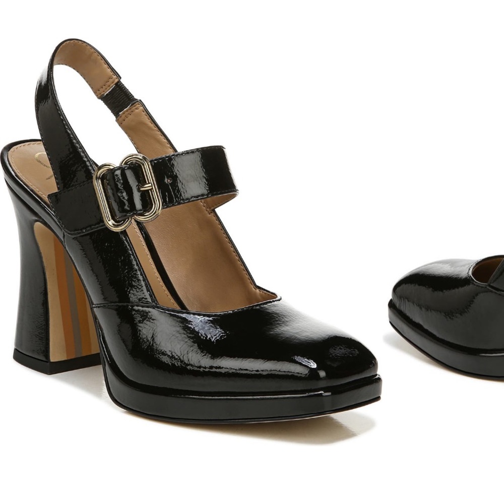 Sam edelman black patent jildie platform slingback mary jane heels size 6
